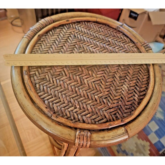 Double Plant Stand Wicker Cane Rattan 2-Level NICE! 36"H MINT VTG - Picture 11 of 11